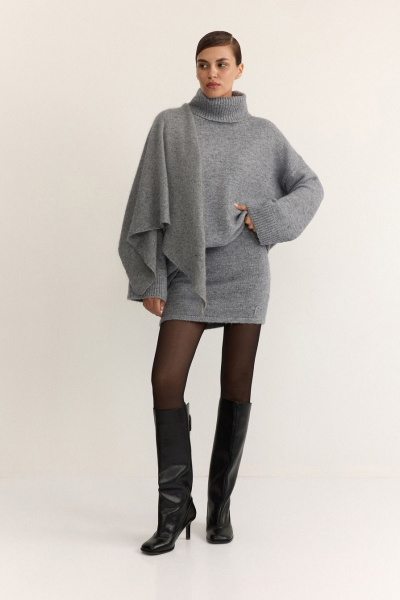 Косынка из смесовой ангорской шерсти TOPTOP, цвет: серый меланж TTS.604.18514.820 купить онлайн