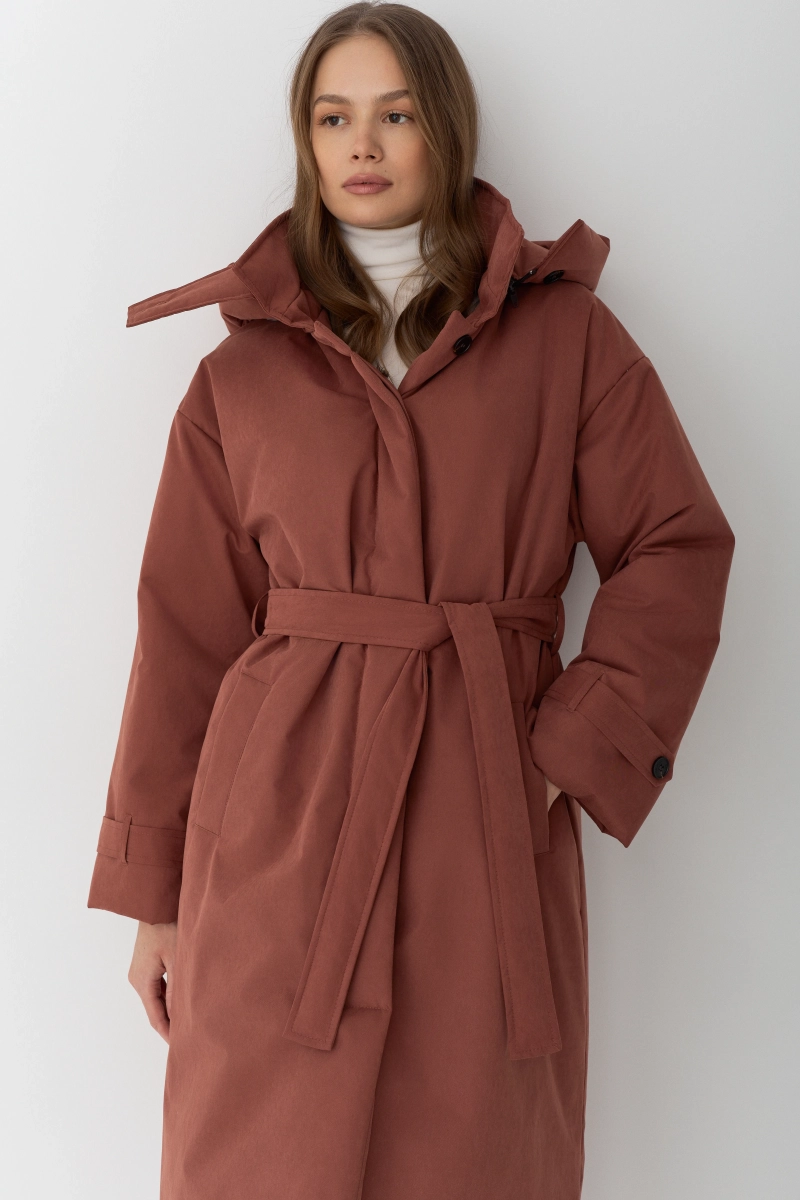 Пальто однобортное утепленное Ricoco, цвет: терракотовый, 7012/1 купить онлайн