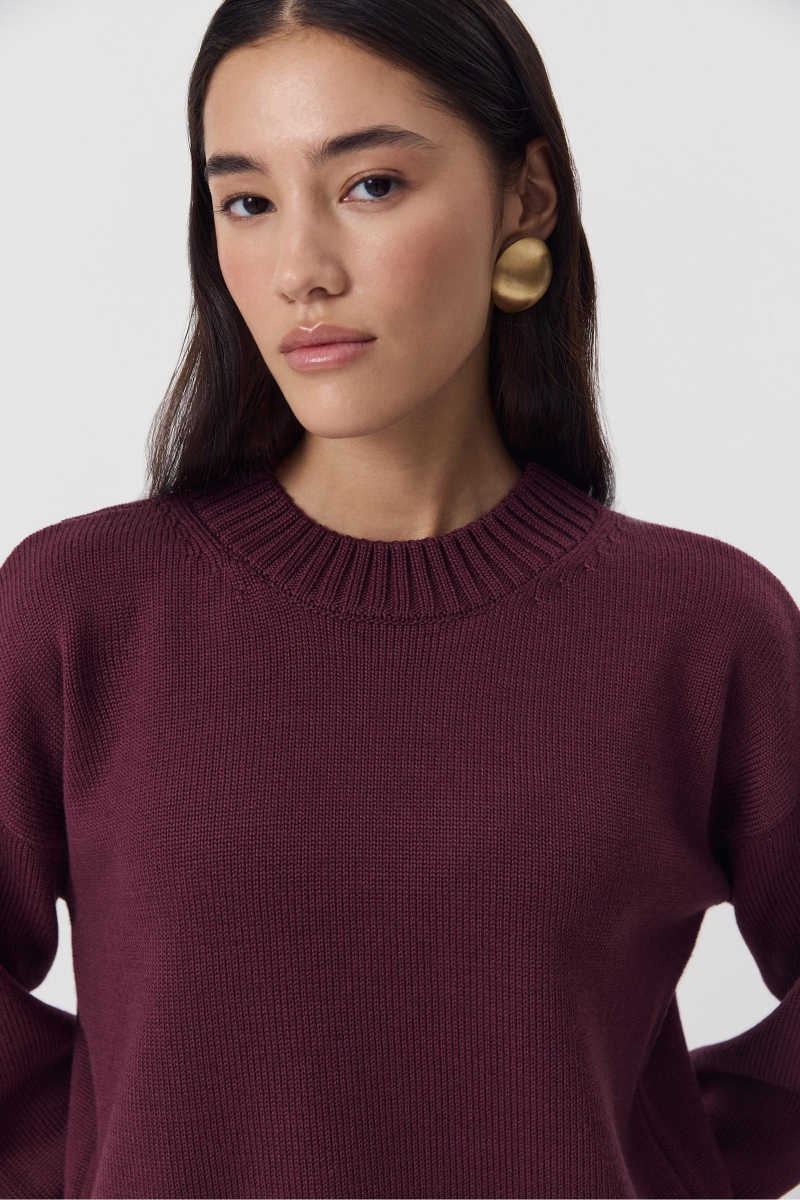 Джемпер из мериносовой шерсти с круглым вырезом Charmstore, цвет: сливовый, 303-44798-680 купить онлайн