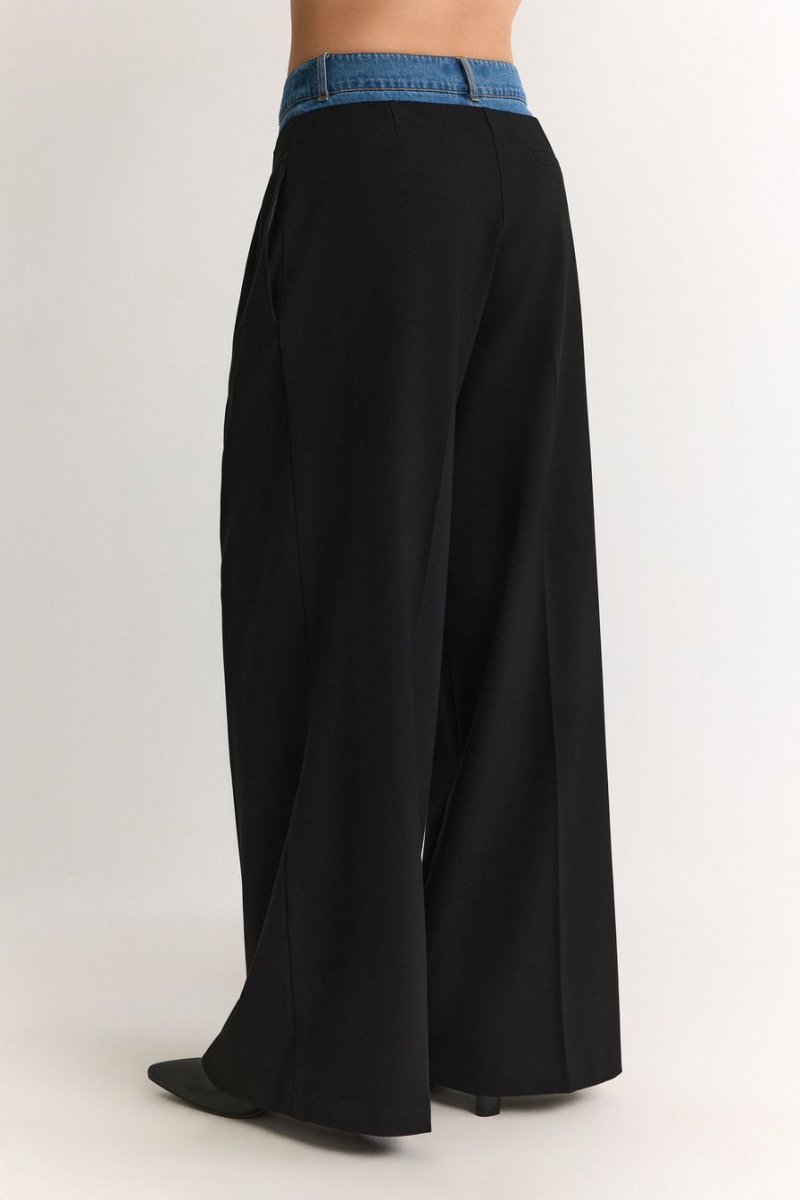 Брюки с поясом из денима TOPTOP, цвет: Черный, TT.032.18808.900 купить онлайн