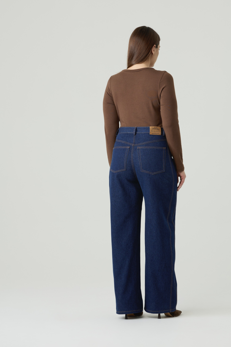 Джинсы Wide leg со вставками 4forms, цвет: темно-синий, 68012 купить онлайн