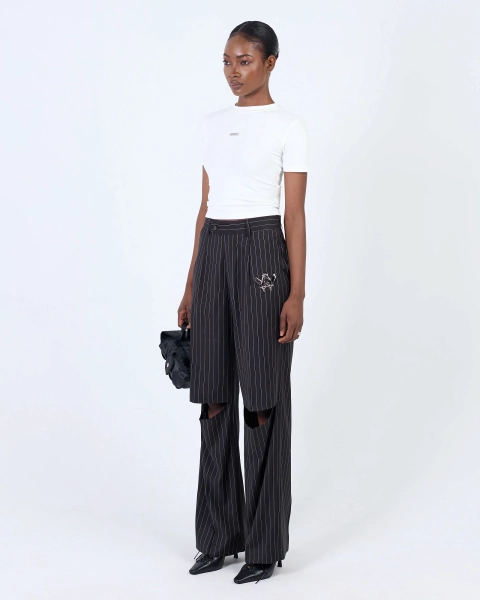 Брюки CL71 stripes с разрезами black women ASIA ST 71, цвет: Черный, Ast71.CL71-pants-stripes-cut-w купить онлайн