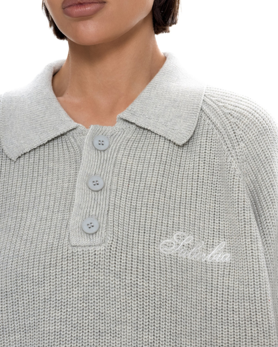 Вязаное поло Suborbia, цвет: серый меланж, 007125 купить онлайн