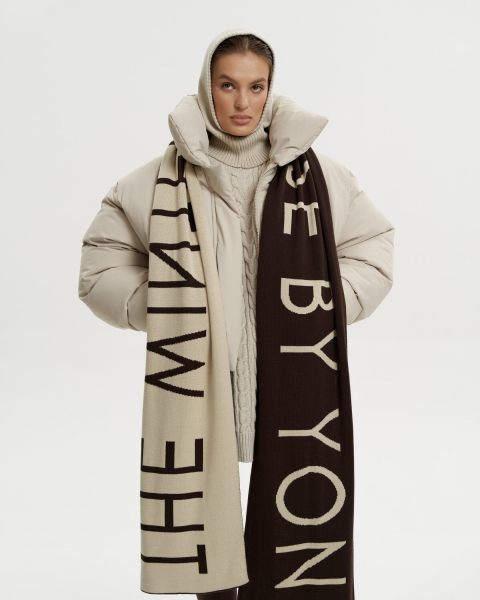 Шарф THE WINTERVERSE BY YONS YONS, цвет: бежевый/шоколад  купить онлайн