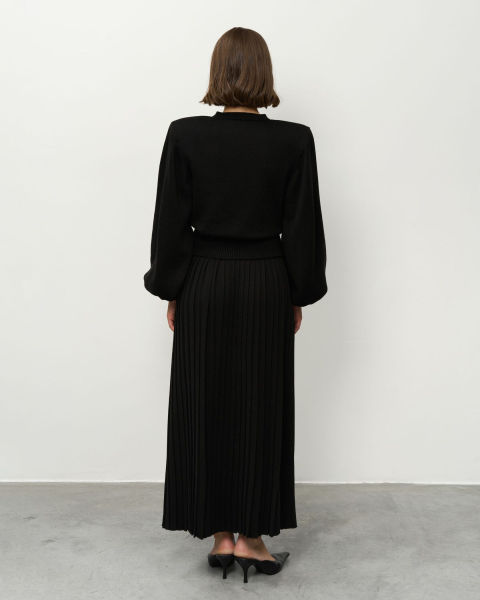 Вязаный костюм с длинной юбкой YONSRU, цвет: Черный, 822 купить онлайн