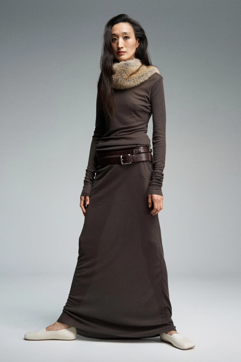 Платье-макси из тонкого трикотажа WALK OF SHAME, цвет: коричневый, D156/FW2526 купить онлайн