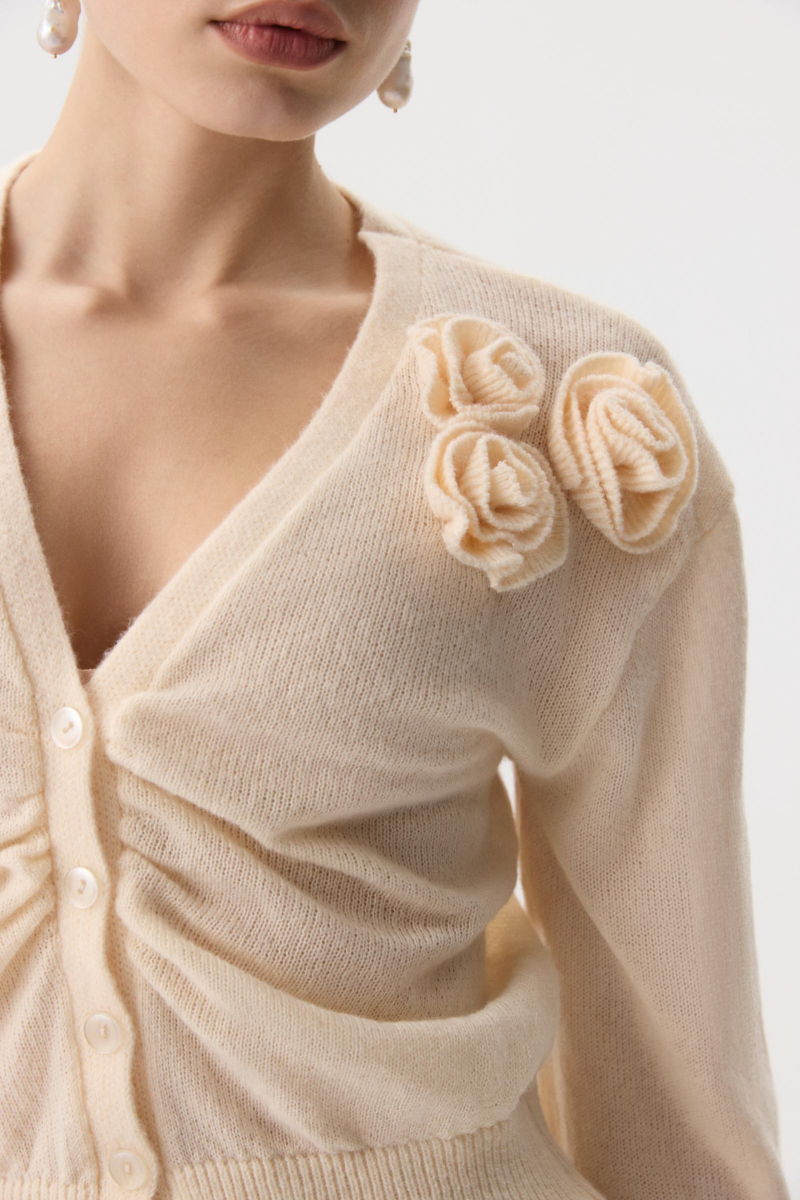 Кардиган с декоративной сборкой Charmstore, цвет: кремовый, 305-42385-112 купить онлайн