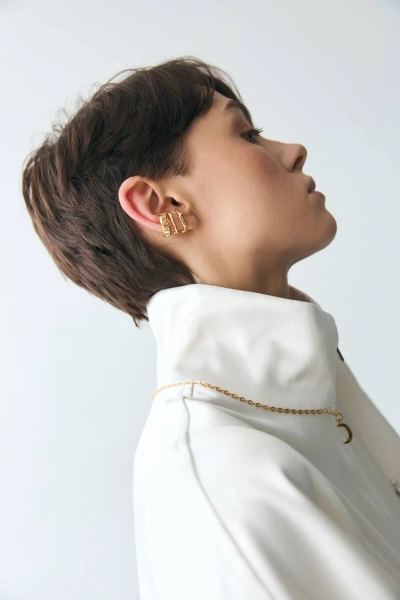 Серебряная серьга-кафф «Фактуры» SBLESKOM, цвет: позолота, 22186 купить онлайн