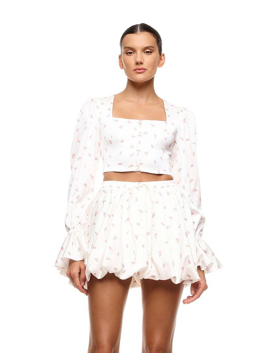 Топ корсетный с объемными рукавами