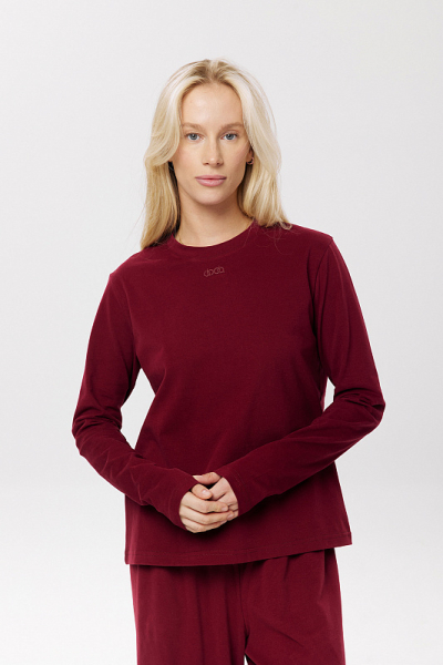 Лонгслив из бархатистого хлопка ABDA, цвет: бургунди, 432511904050 купить онлайн