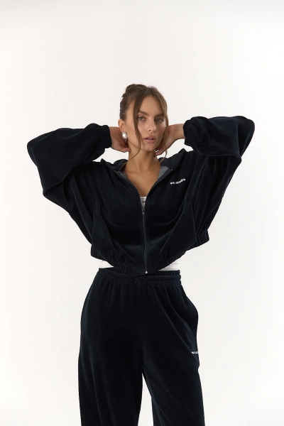 Худи zip puff велюр ELASTIC, цвет: синий,  купить онлайн