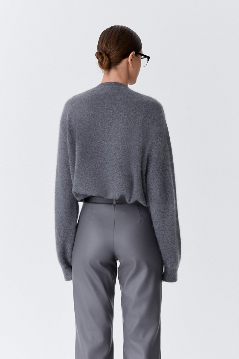 Брюки в расслабленном стиле из экокожи Ricoco, цвет: графитовый, 7007/2 купить онлайн