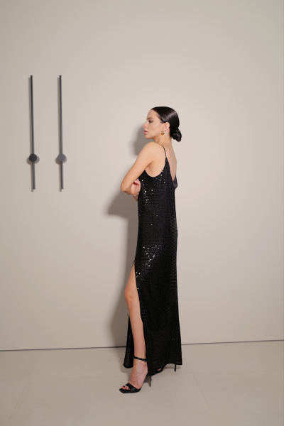 Платье-комбинация из пайеток MINI, цвет: Черный, НФ-00000214 купить онлайн