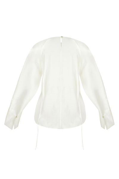 Блуза с завязками из вуали AROUND, цвет: молочный, 212_45TN01 купить онлайн