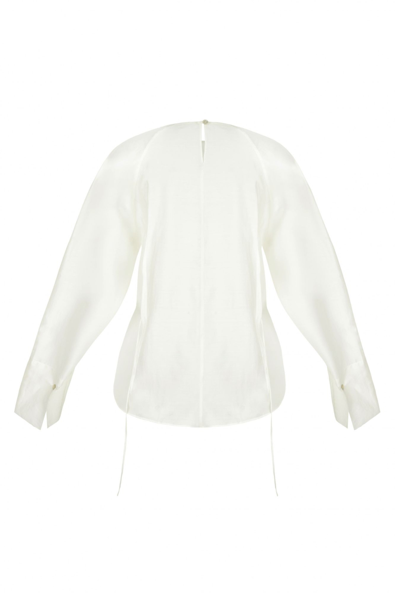 Блуза с завязками из вуали AROUND, цвет: молочный, 212_45TN01 купить онлайн
