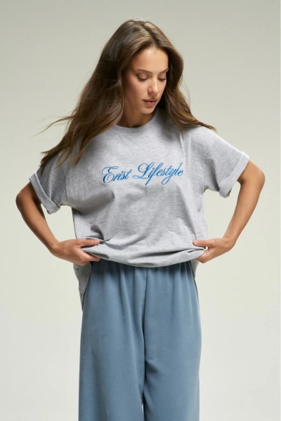 Футболка с вышивкой ERIST Grey&Blue