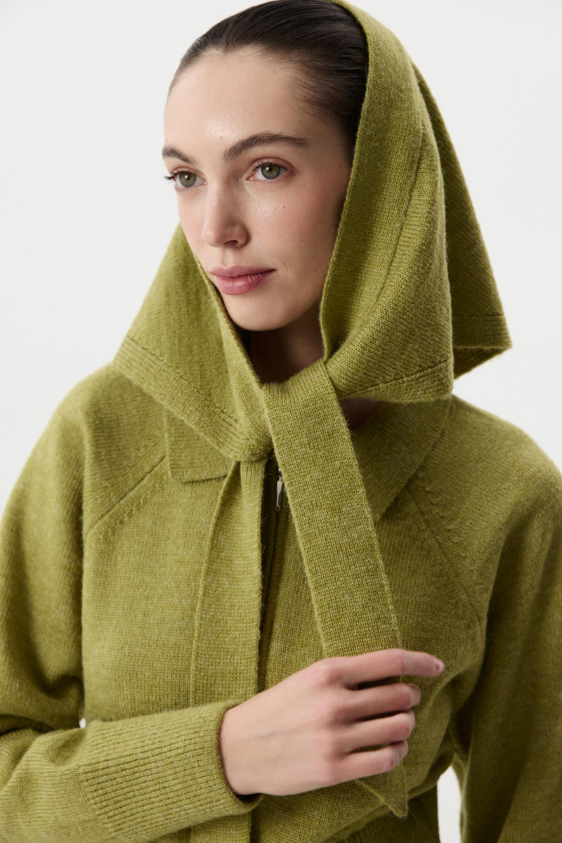 Кардиган на молнии с шерстью альпаки Charmstore, цвет: оливковый,  купить онлайн