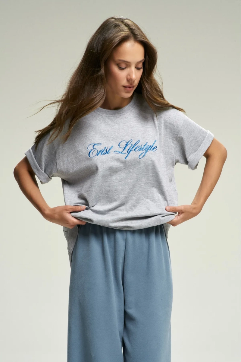 Футболка с вышивкой ERIST Grey&Blue