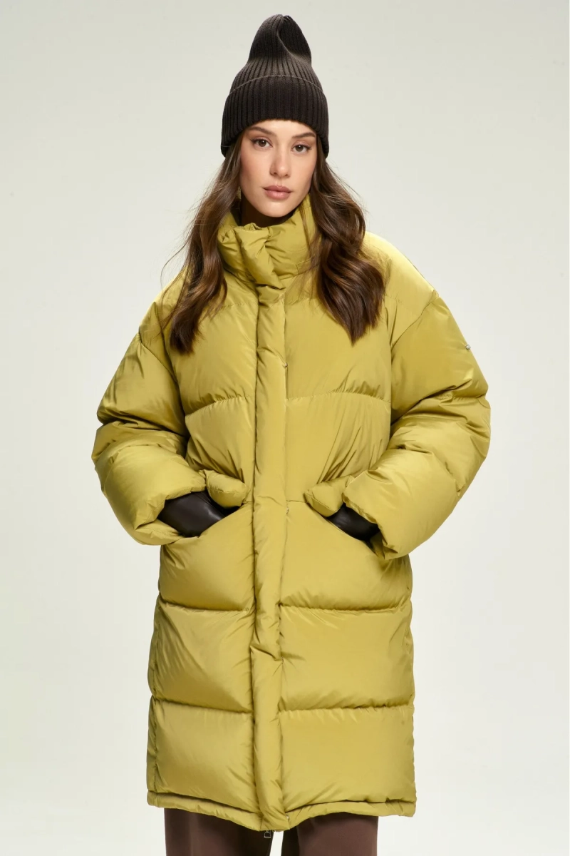 Пуховик удлиненный Olive Erist store, цвет: оливковый, НФ-00002829 купить онлайн