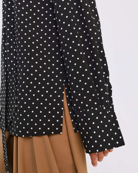 Блуза с шарфом в горох Anmuse, цвет: Черный, BL26SP303-BLC купить онлайн