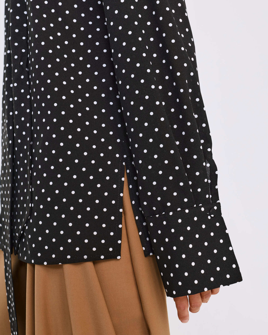 Блуза с шарфом в горох Anmuse, цвет: Черный, BL26SP303-BLC купить онлайн