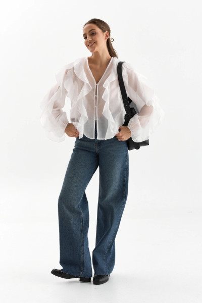 Блуза из лиоцелла с рюшами