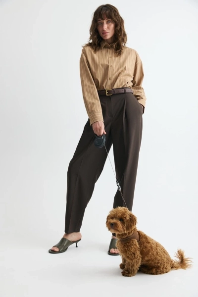 Рубашка базовая из хлопка в полоску Daisyknit, цвет: коричневый,  купить онлайн