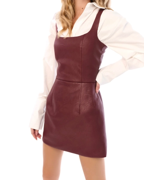 Сарафан из экокожи Fabrik Atelier, цвет: Бордовый, NYKSAR купить онлайн