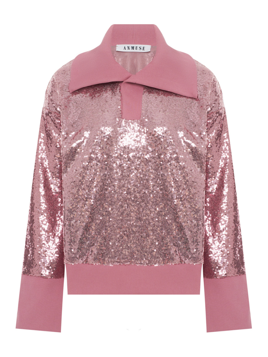 Свитшот с пайетками и воротом