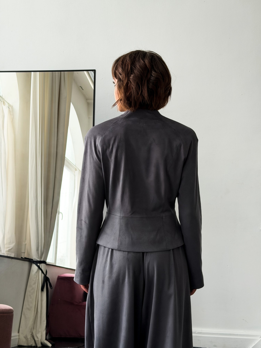 Жакет из замши GARCHIT, цвет: серый, GARZamJakBr купить онлайн