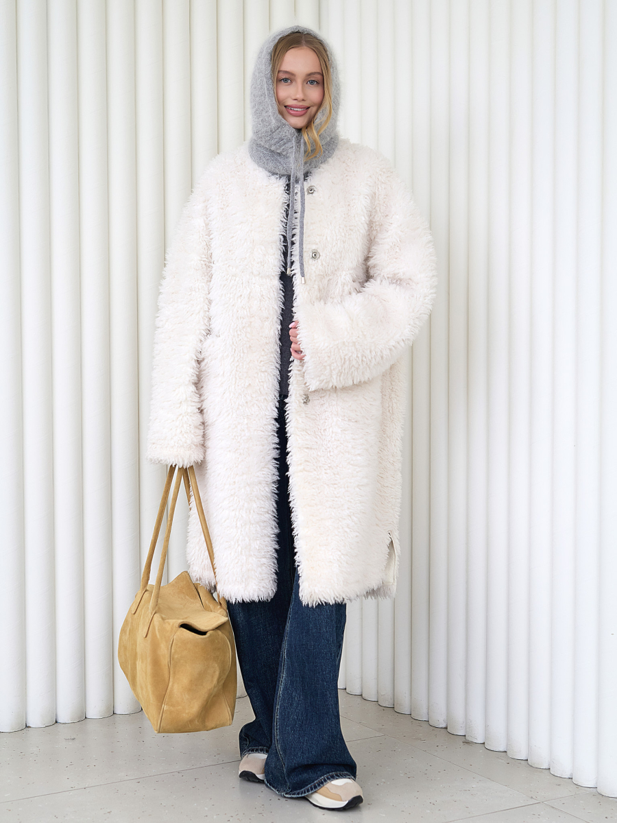 Капор из ангоры крупной вязки I.B.W., цвет: серый KJ097 купить онлайн