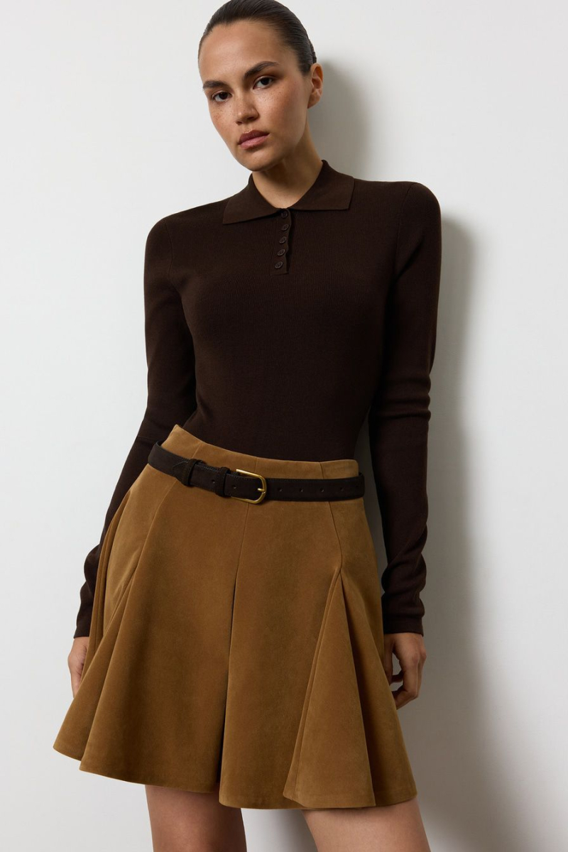 Юбка из экозамши TOPTOP, цвет: бежевый, TT.070.18774.110 купить онлайн