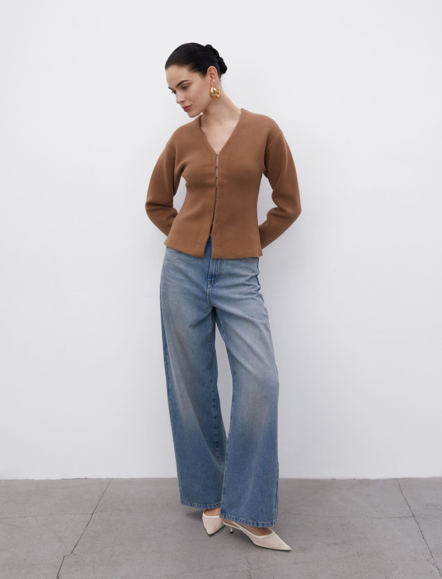 Жаккардовый кардиган camel PAPAYA, цвет: кэмел, FW2407CA95DR купить онлайн