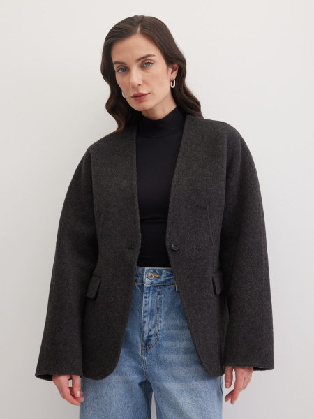 Приталенный жакет из шерсти Marou, цвет: серый,  купить онлайн