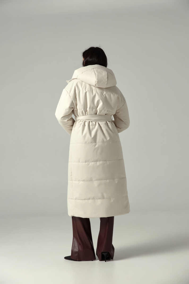 Пуховик удлиненный из мембраны с велюровым эффектом Ricoco, цвет: молочный, 5034/2 купить онлайн