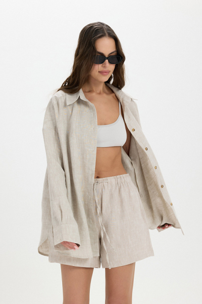 Шорты лен ABDA, цвет: бежевый, 622601003502 купить онлайн