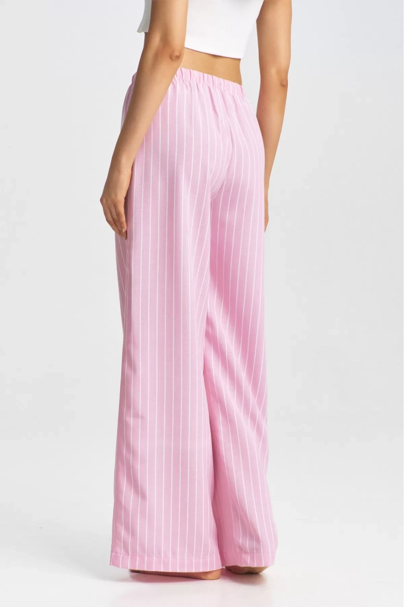 Брюки на шнурке в полоску Pink