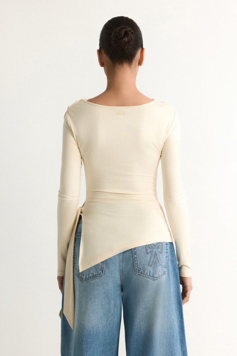 Лонгслив из смесовой вискозы TOPTOP, цвет: молочный, TT.025.19447.120 купить онлайн