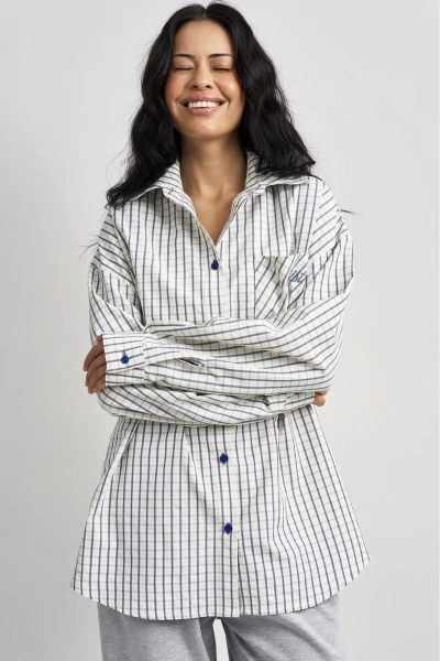 Рубашка в клетку Erist store, цвет: синий, НФ-00003482 купить онлайн