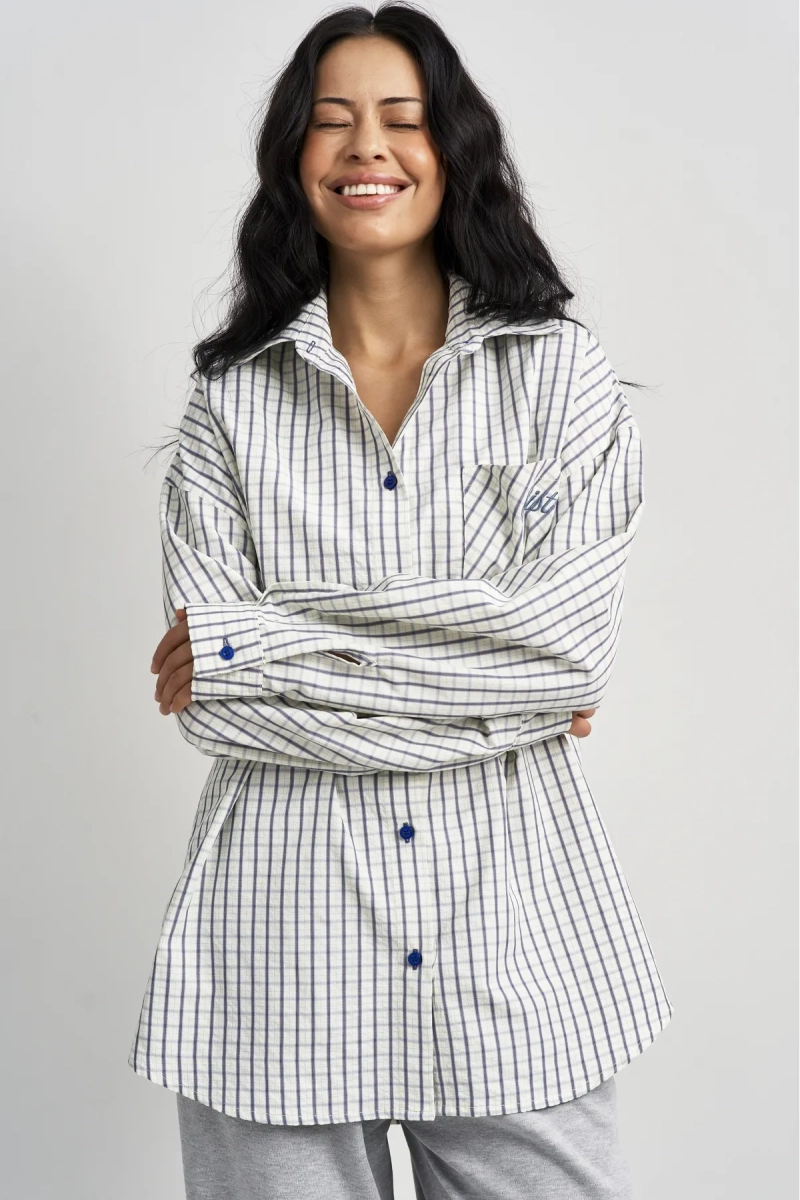 Рубашка в клетку Erist store, цвет: синий, НФ-00003482 купить онлайн