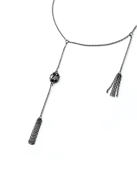 Серебряное ассиметричное колье «Королева драмы» black SBLESKOM, цвет: серебро, 92199 купить онлайн