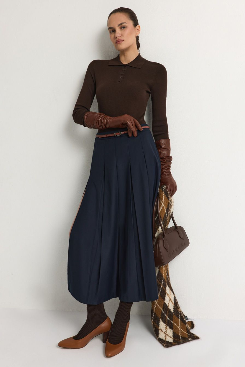 Юбка-миди со складками TOPTOP, цвет: синий, TT.071.15844.620 купить онлайн