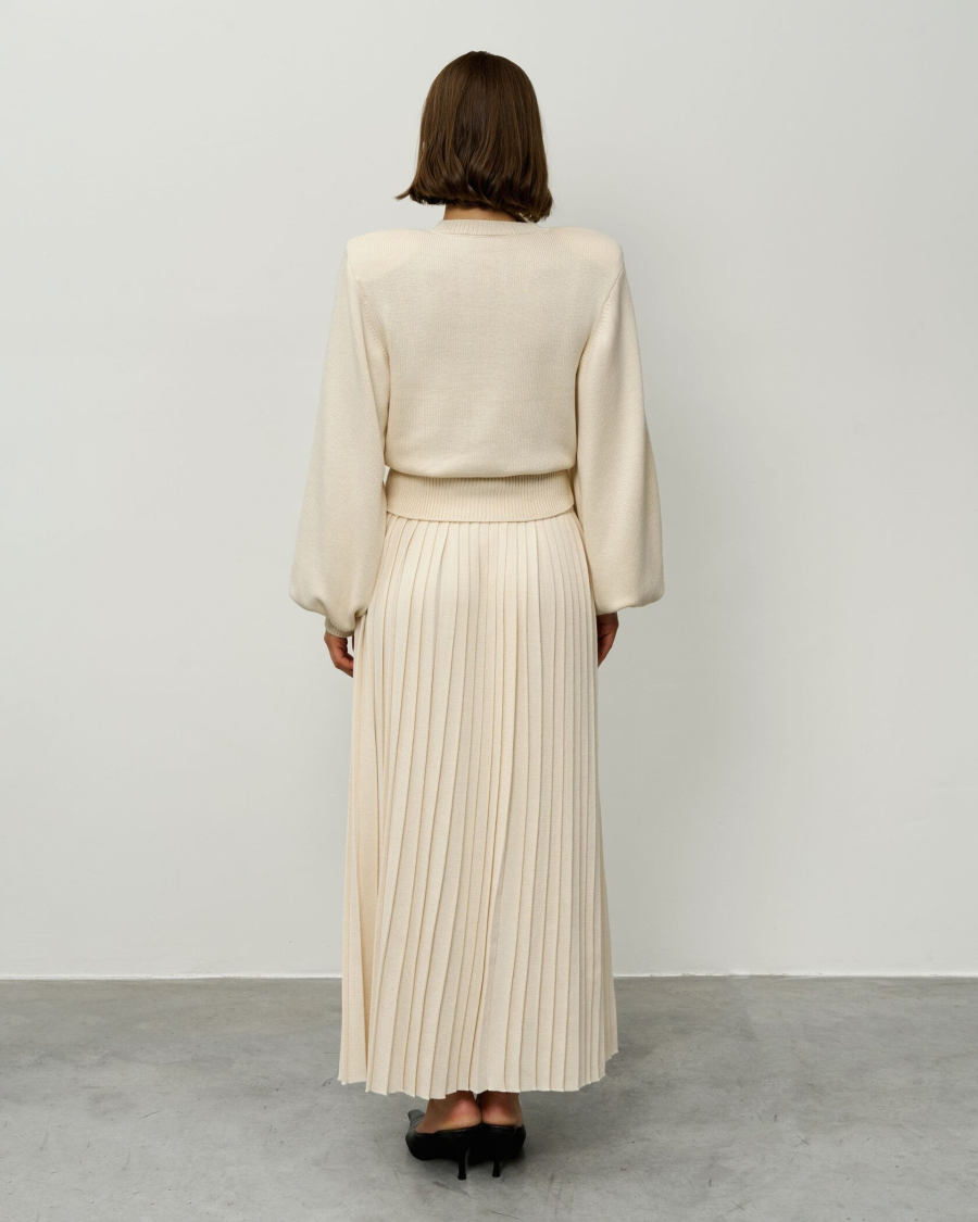 Вязаный костюм с длинной юбкой YONSRU, цвет: молочный, 825 купить онлайн