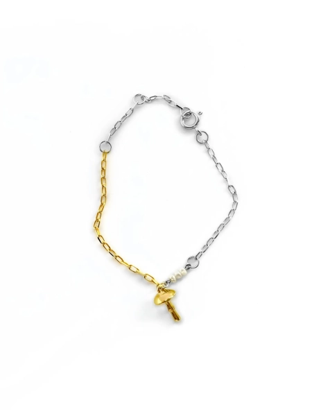 Серебряный браcлет на цепочке «Мухоморы» SBLESKOM, цвет: позолота, 12073 купить онлайн