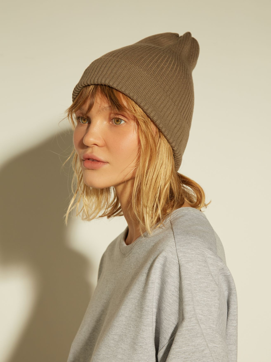 Шапка из хлопка в резинку AROUND, цвет: Серо-бежевый 112_01C17 купить онлайн
