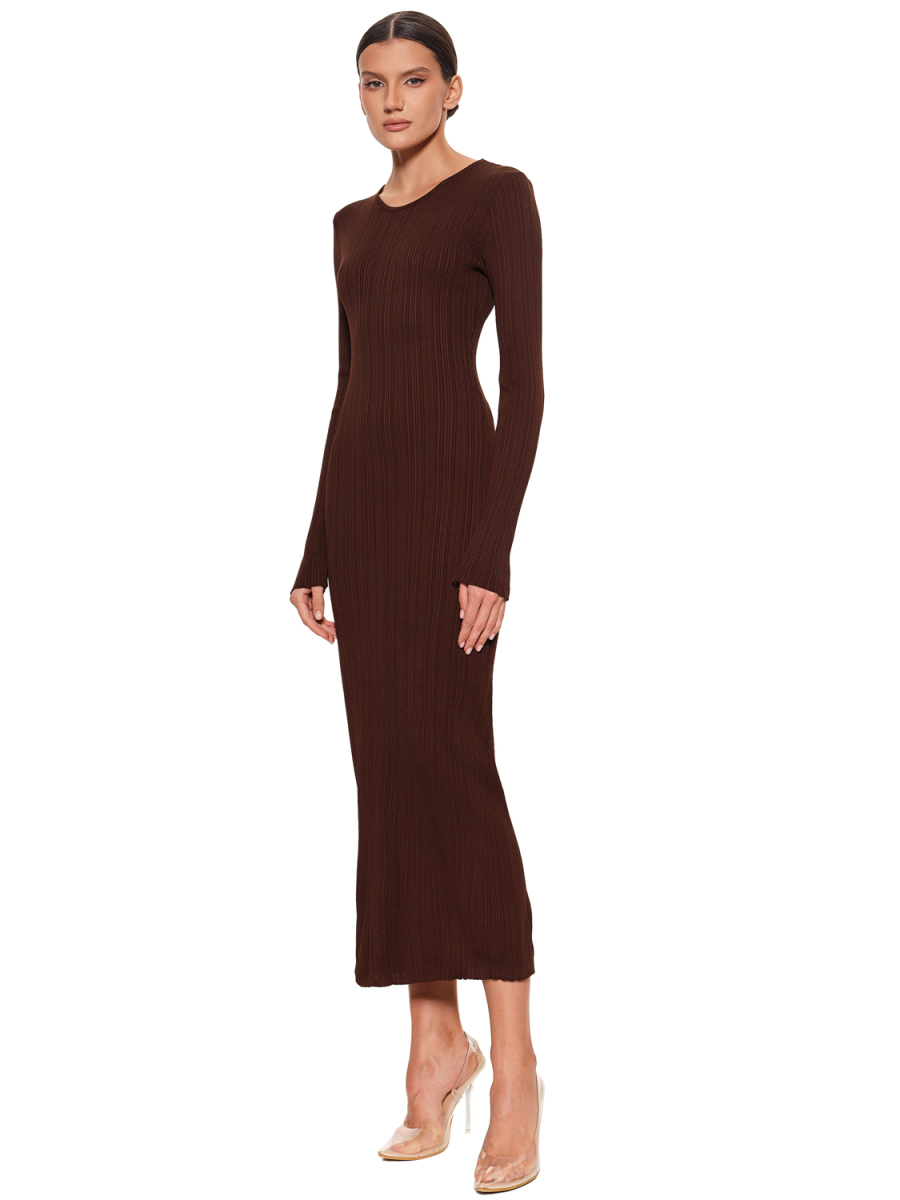 Платье в рубчик SODAMODA, цвет: коричневый, 14164 купить онлайн
