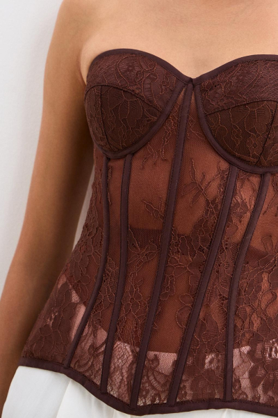 Корсет с кружевом ENEVOO, цвет: коричневый, 06538 купить онлайн