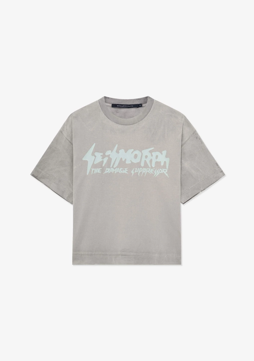 Спрей-окрашенная футболка с потрескавшимся логотипом KRAKATAU, цвет: Светло-серый, Tw146-3 купить онлайн