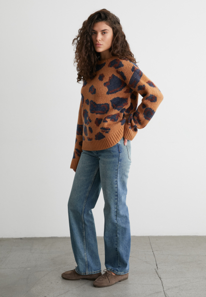 Свитер с леопардовым принтом Marou, цвет: коричневый, mar1_0923_07 купить онлайн