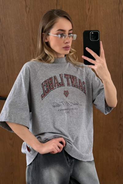 Футболка с рукавом реглан HRTG GRAY MELANGE